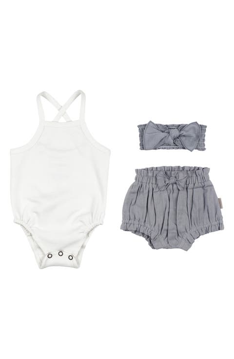 Organic Cotton Bodysuit, Bloomers & Headband Set