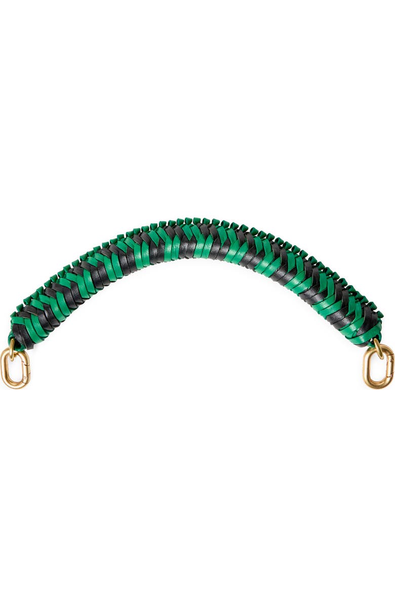 Clare V. Braided Leather Top Handle, Main, color, Green Apple/ Black