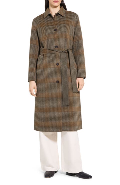 Plaid Belted Wool & Cashmere Coat