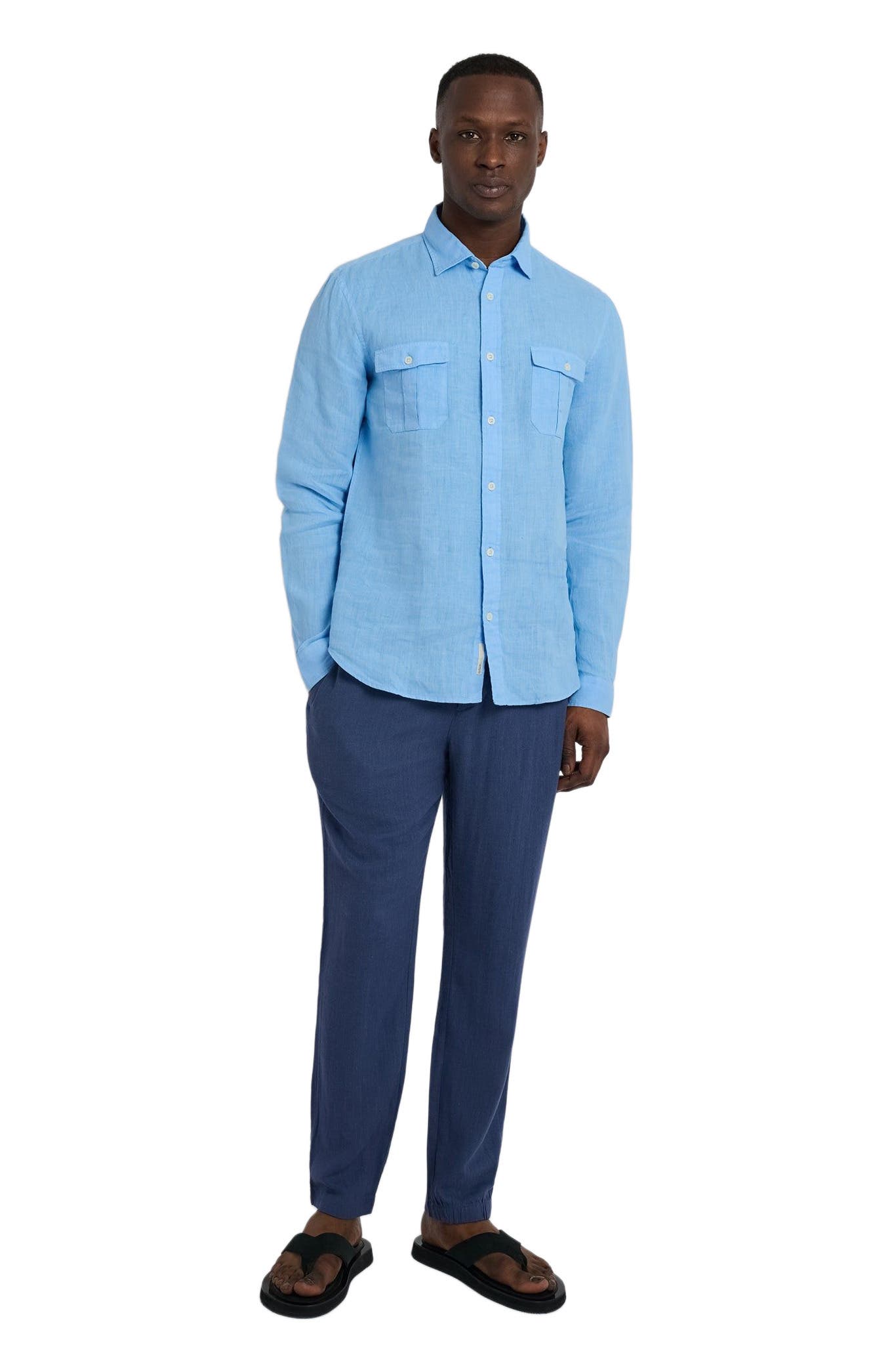 Button Front Elastic Linen Pant - image 5