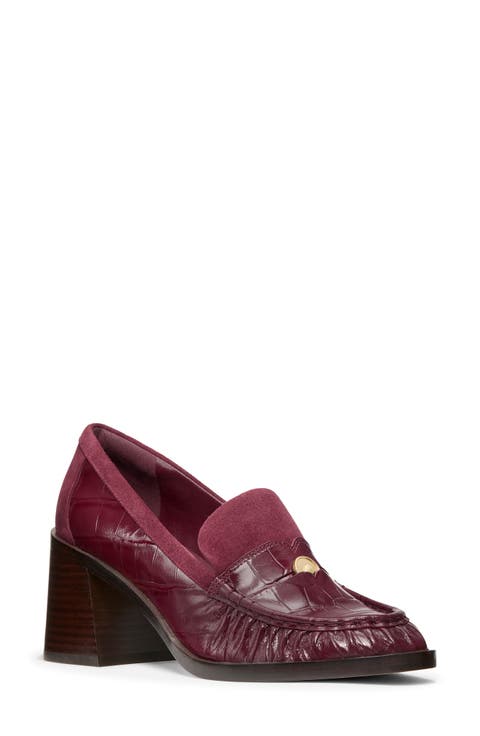 Pani Croc Embossed Leather Loafer Pump