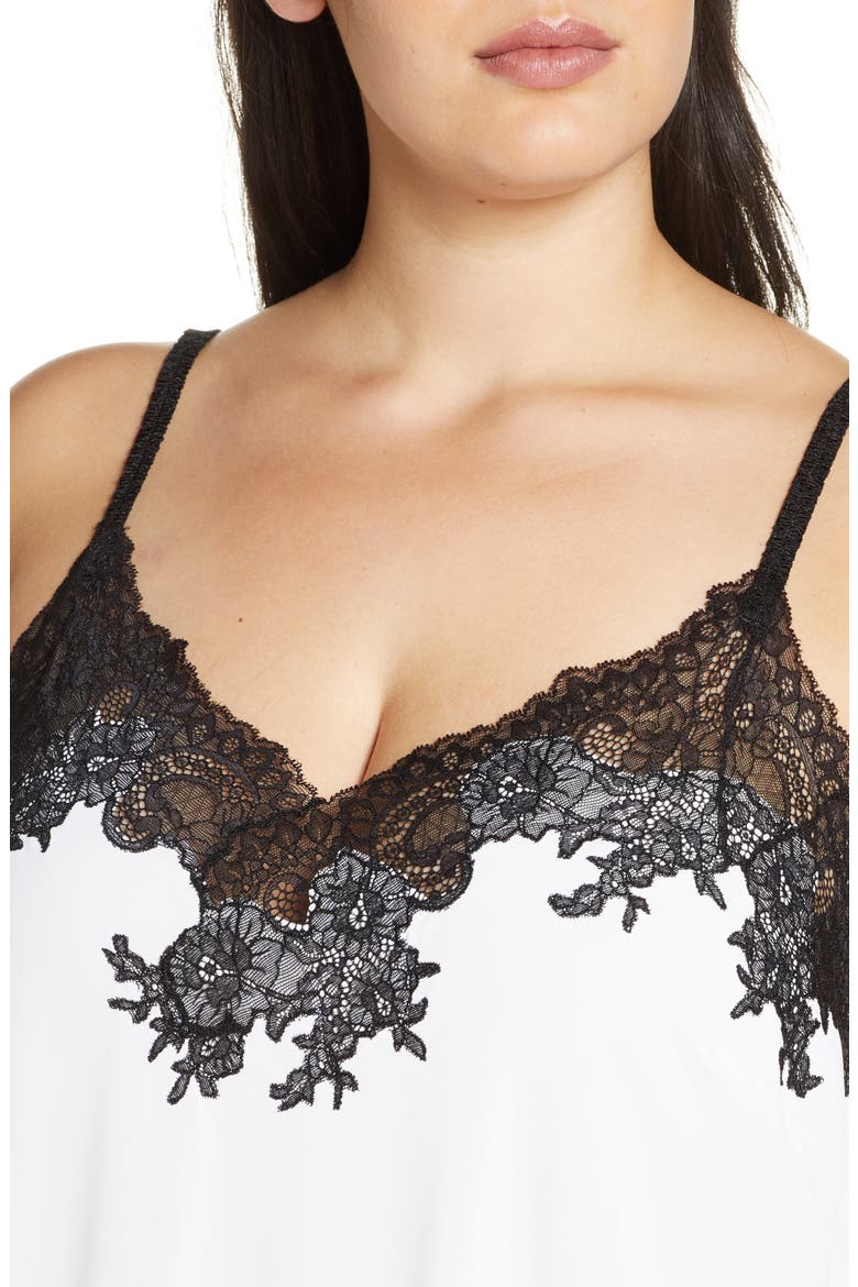Enchant Lace Trim Chemise, Alternate, color, IVORY/ BLACK