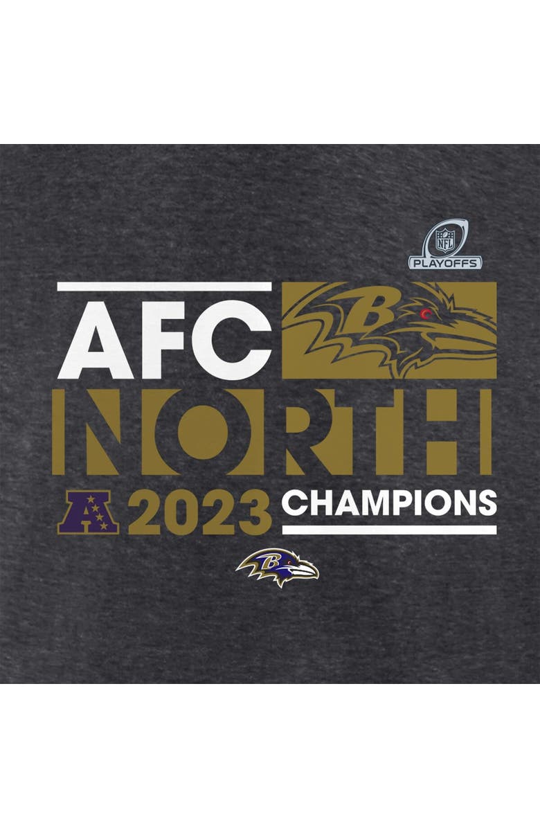 FANATICS Women's Fanatics Branded  Heather Charcoal Baltimore Ravens 2023 AFC North Division Champions Conquer Long Sleeve V-Neck T-Shirt, Alternate, color, 