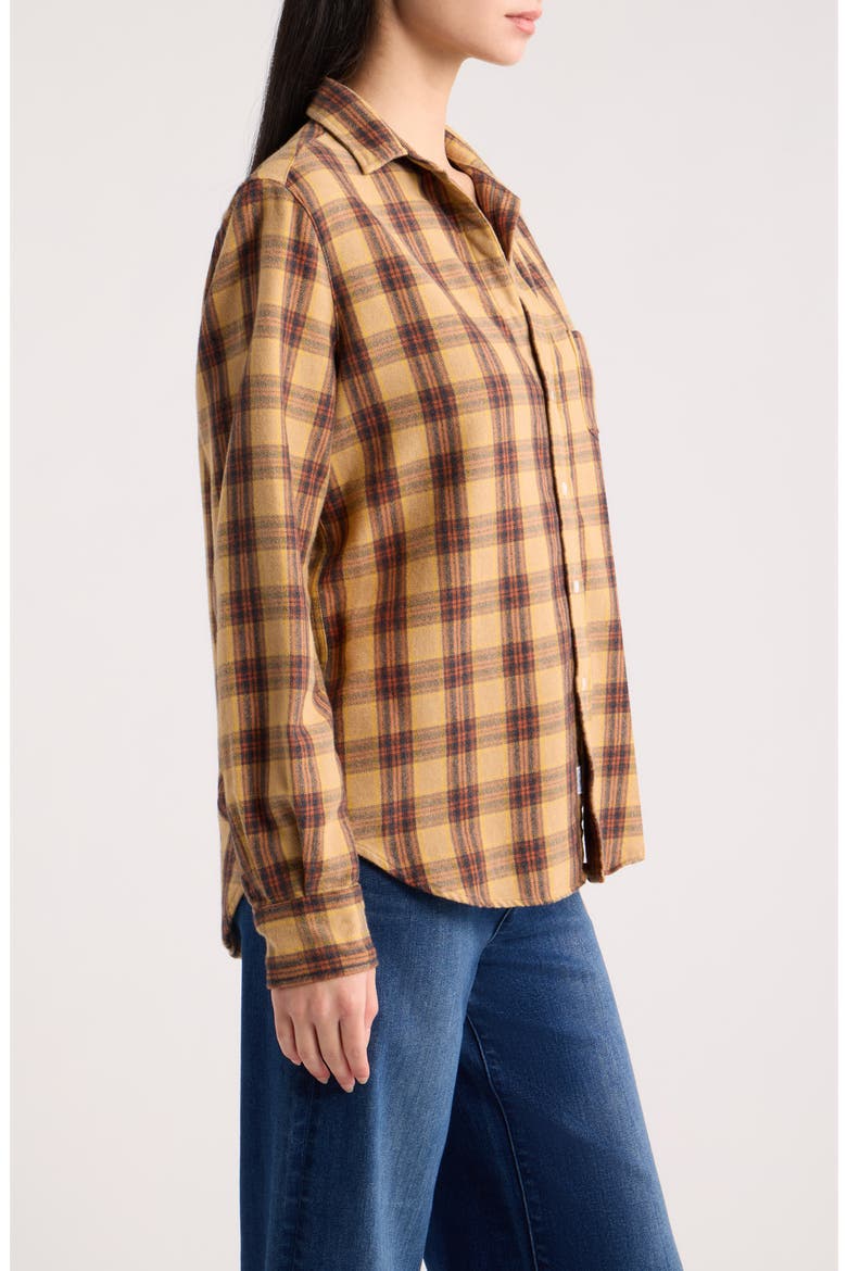 Eileen Relaxed Cotton Flannel Button-Up Shirt, Alternate, color, GOLD BROWN BLACK PLAID