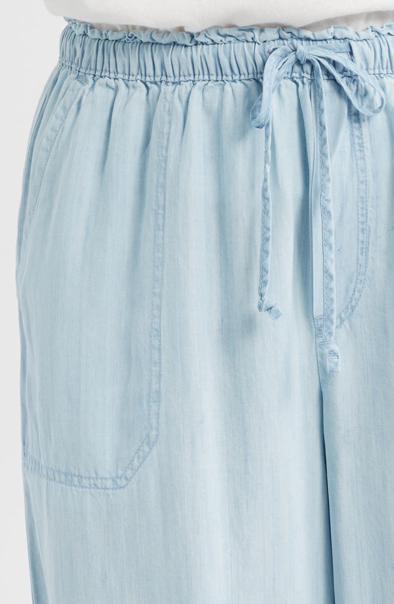 beachlunchlounge Harmony Tie Waist Crop Pants, Alternate, color, Bleach Wash