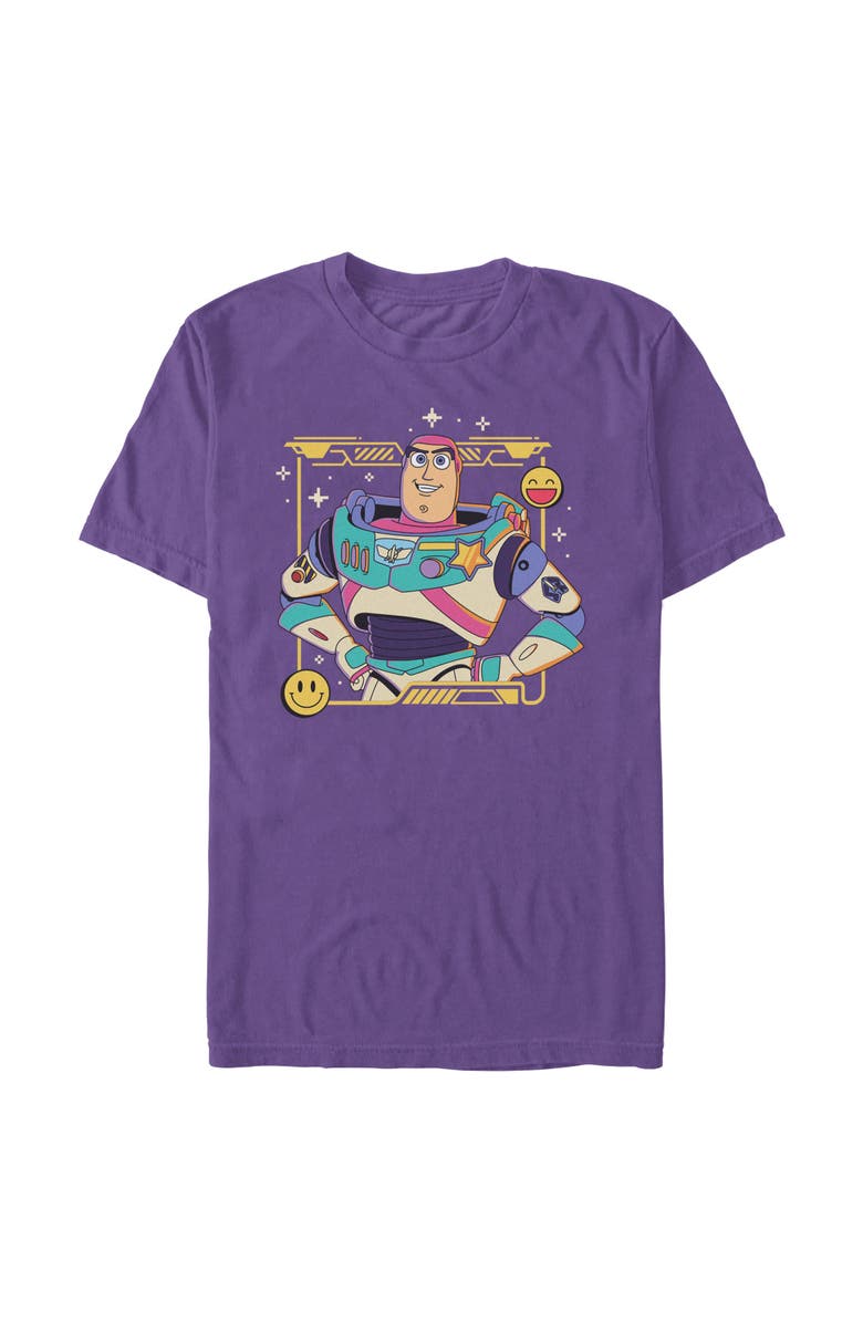 Toy Story 5 Men's Toy Story 5 Buzz Smile Emoticon Graphic T-Shirt, Main, color, Purple
