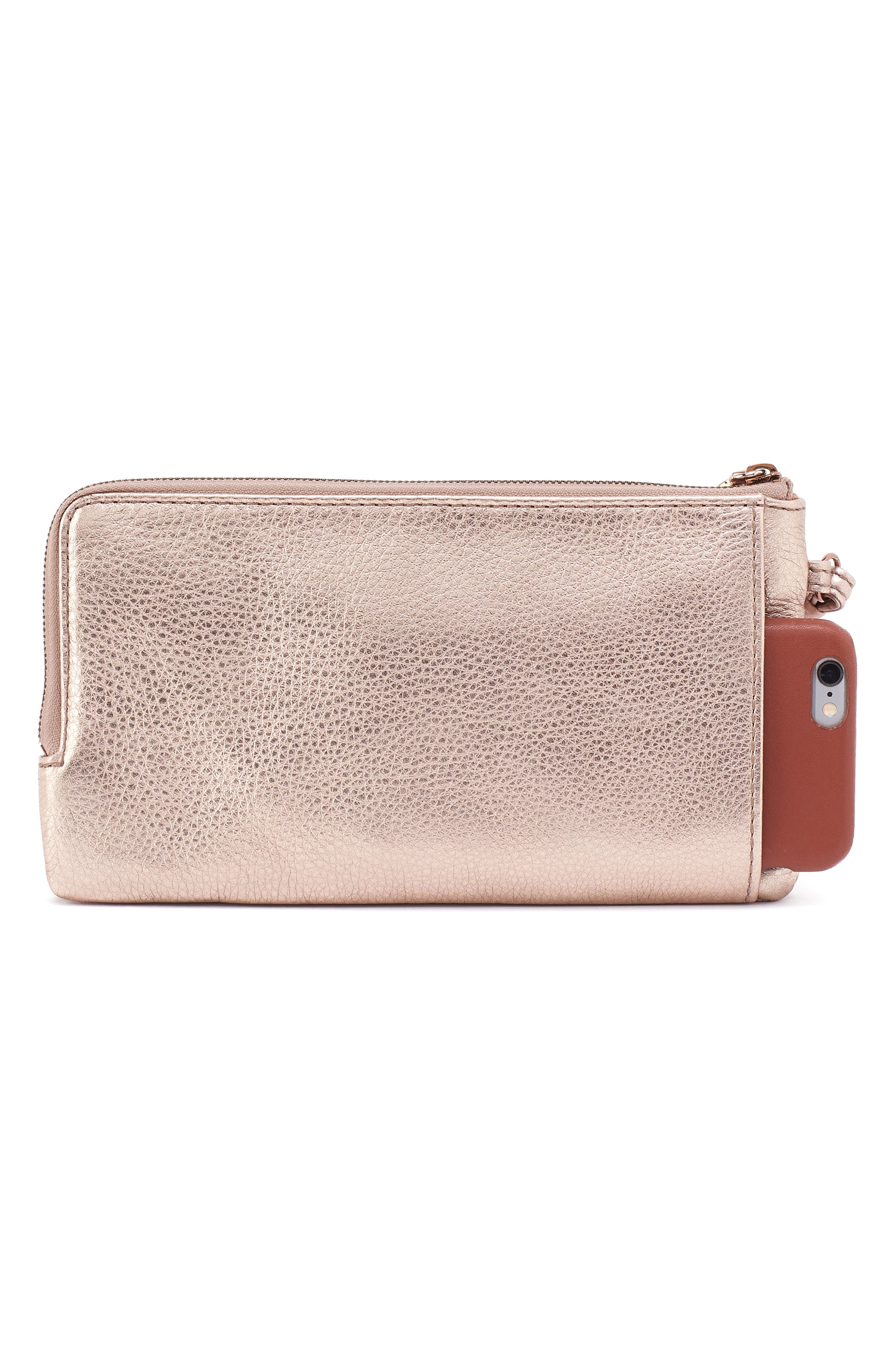 Dayton Leather Wristlet, Alternate, color, PINK GOLD METALLIC
