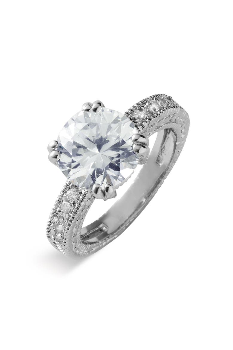 'Antique Detail' Round Ring, Main, color, SILVER