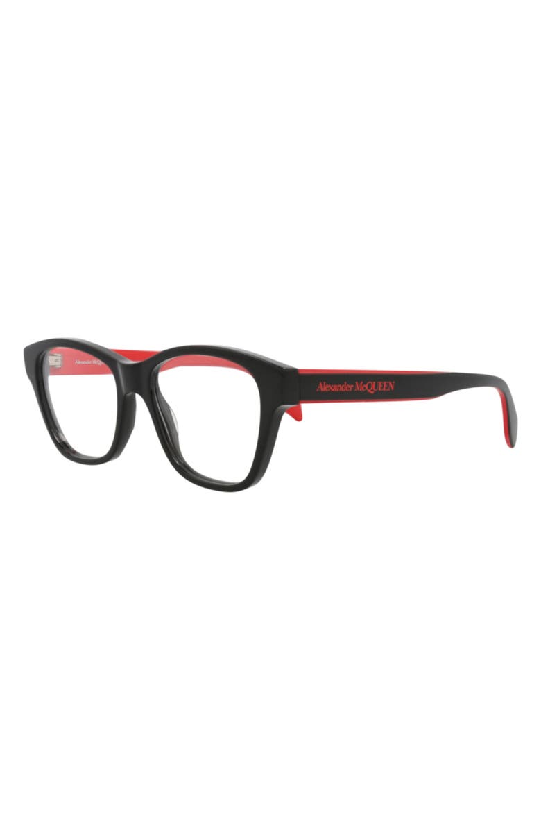 McQueen 52mm Square Optical Glasses, Alternate, color, Black Black Transparent