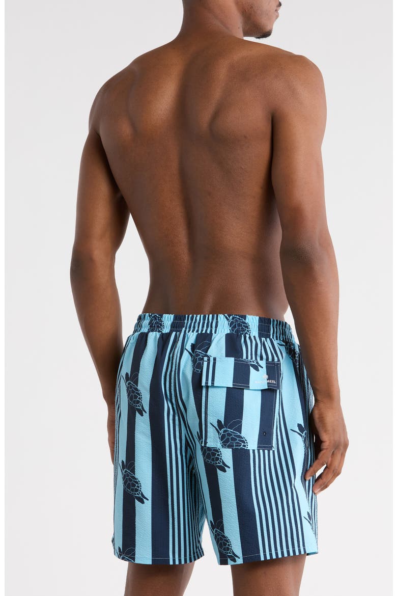 Turtle Seersucker Swim Trunks, Alternate, color, SKY BLUE/ NAVY BLAZER