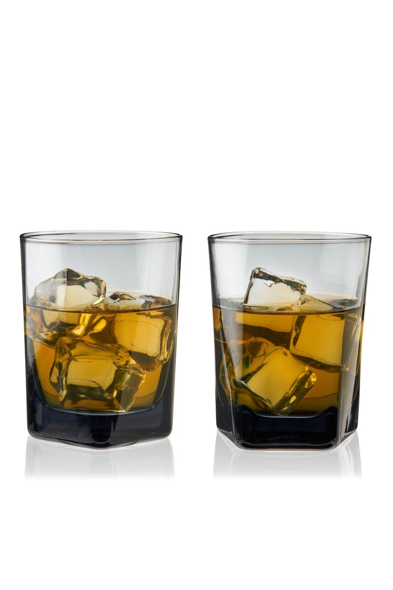 Crystal Double Old Fashioned Glasses, Alternate, color, Grey