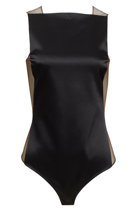 Illusion Inset Satin Bodysuit