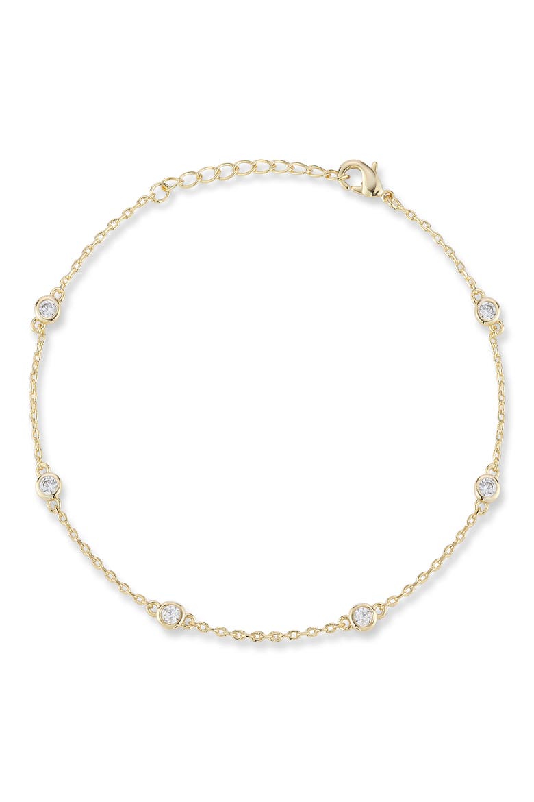 Cubic Zirconia Station Bracelet, Main, color, GOLD