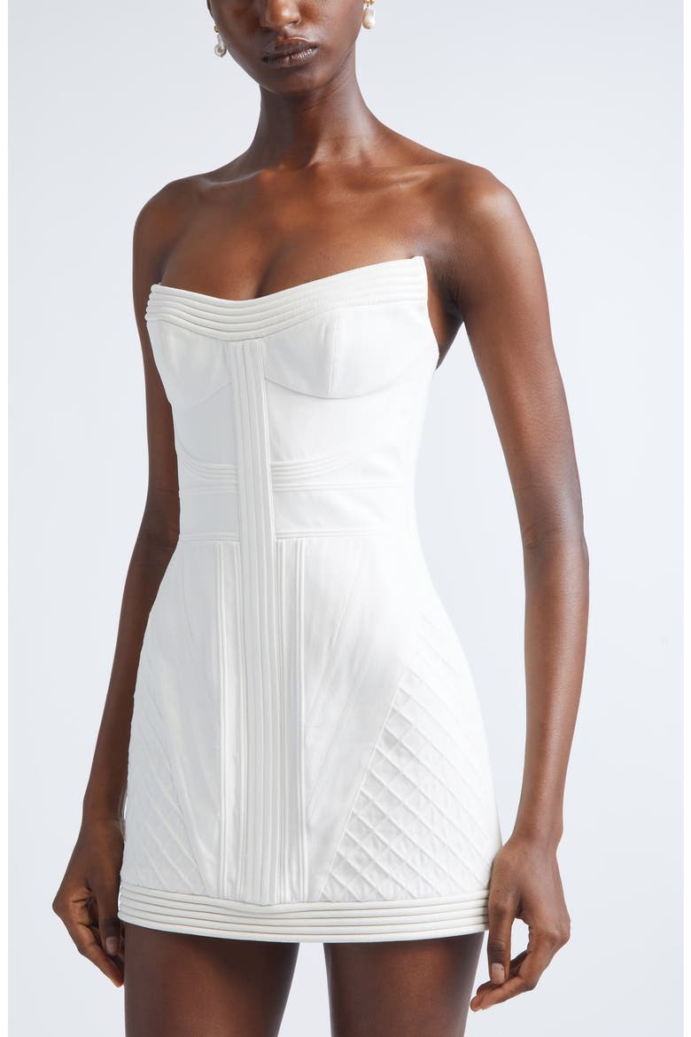 Rebellion Corded Cotton Corset Minidress, Alternate, color, IVORY