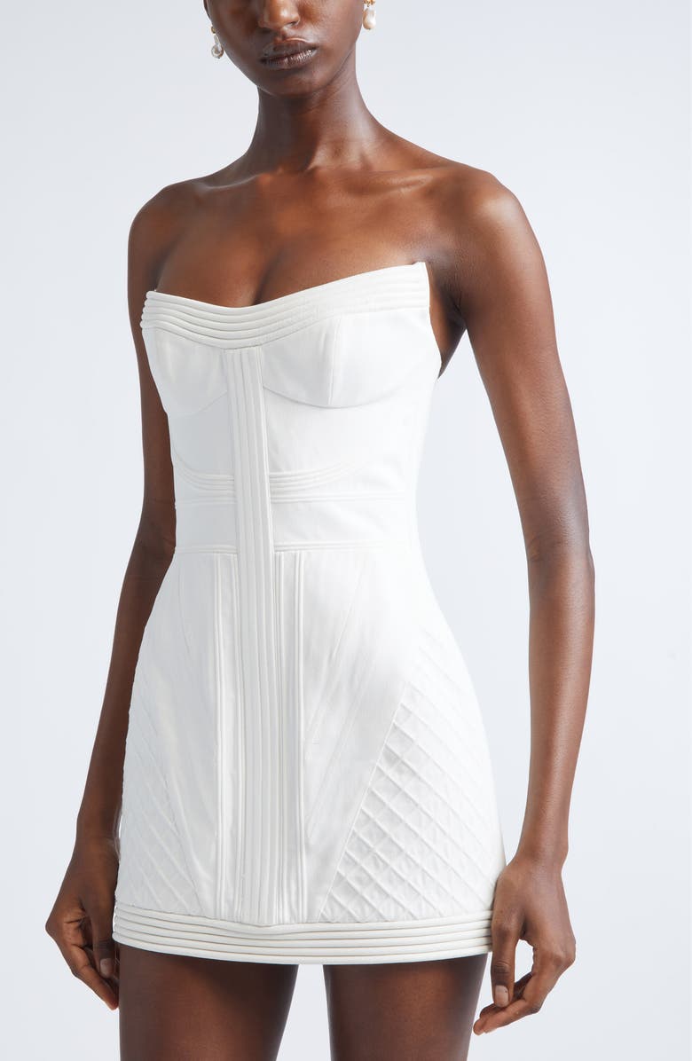 Zimmermann Rebellion Corded Cotton Corset Minidress, Alternate, color, Ivory