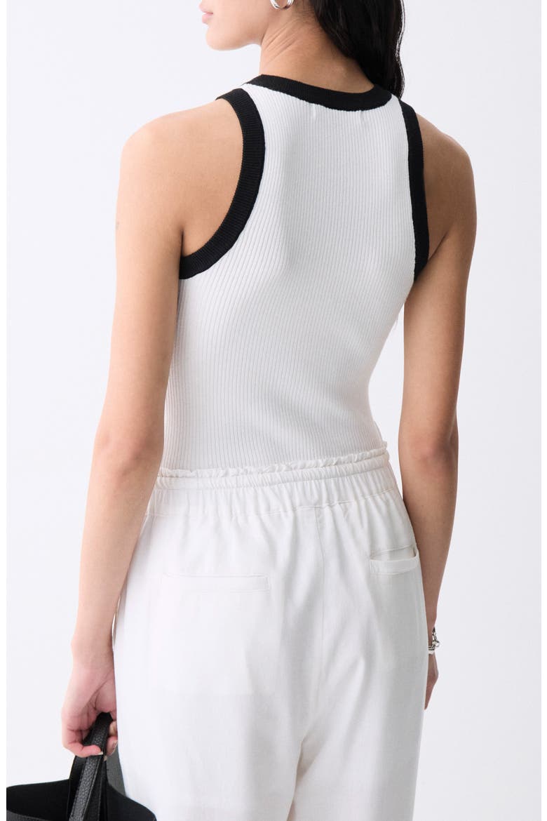 Lisboa Contrast Trim Rib Sweater Tank, Alternate, color, ECRU WITH BLACK DETAILS