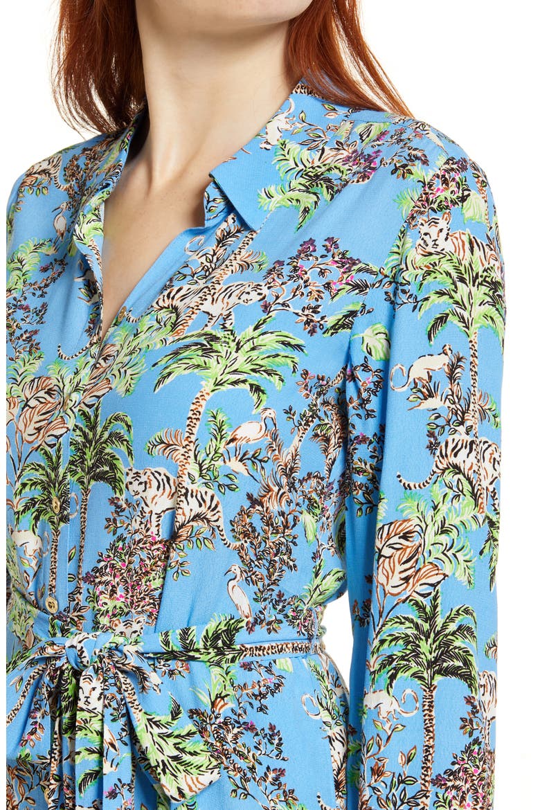 Bethane Shirt Dress, Alternate, color, BLUE THISTLE TIGER QUEEN