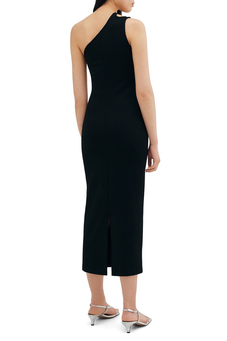 Norwood One-Shoulder Midi Dress, Alternate, color, BLACK
