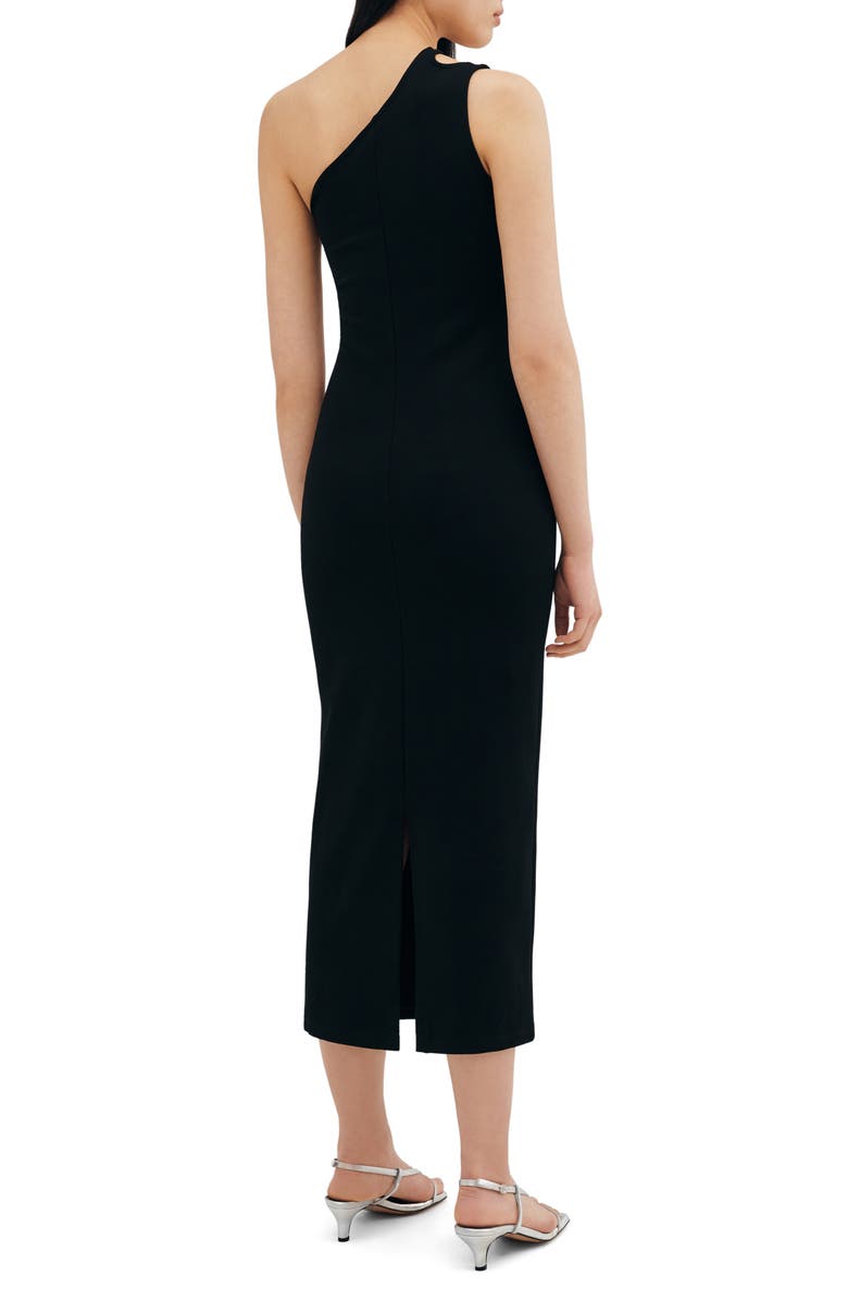 Two Lines by Marcella Norwood One-Shoulder Midi Dress, Alternate, color, Black