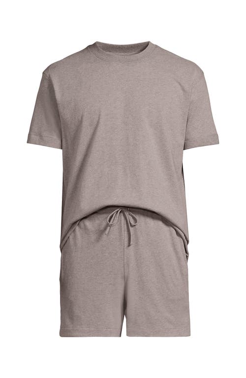 Lands' End Short Sleeve Knit Jersey Short Sleep Set In Silver