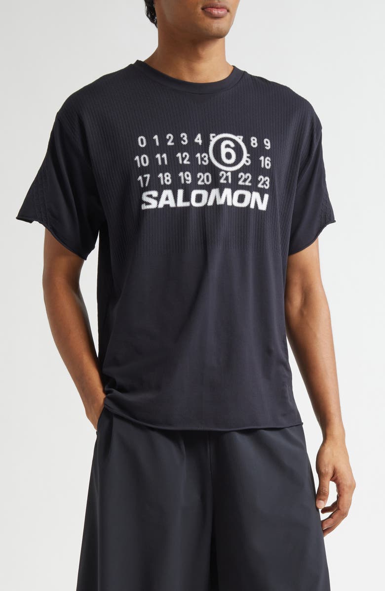 MM6 Maison Margiela x Salomon Numeric Logo Performance T-Shirt, Main, color, Deep Black