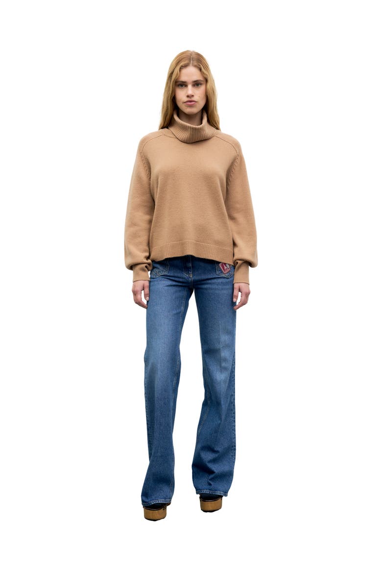 Ramia Roll Neck Long Sleeve Sweater, Alternate, color, Camel