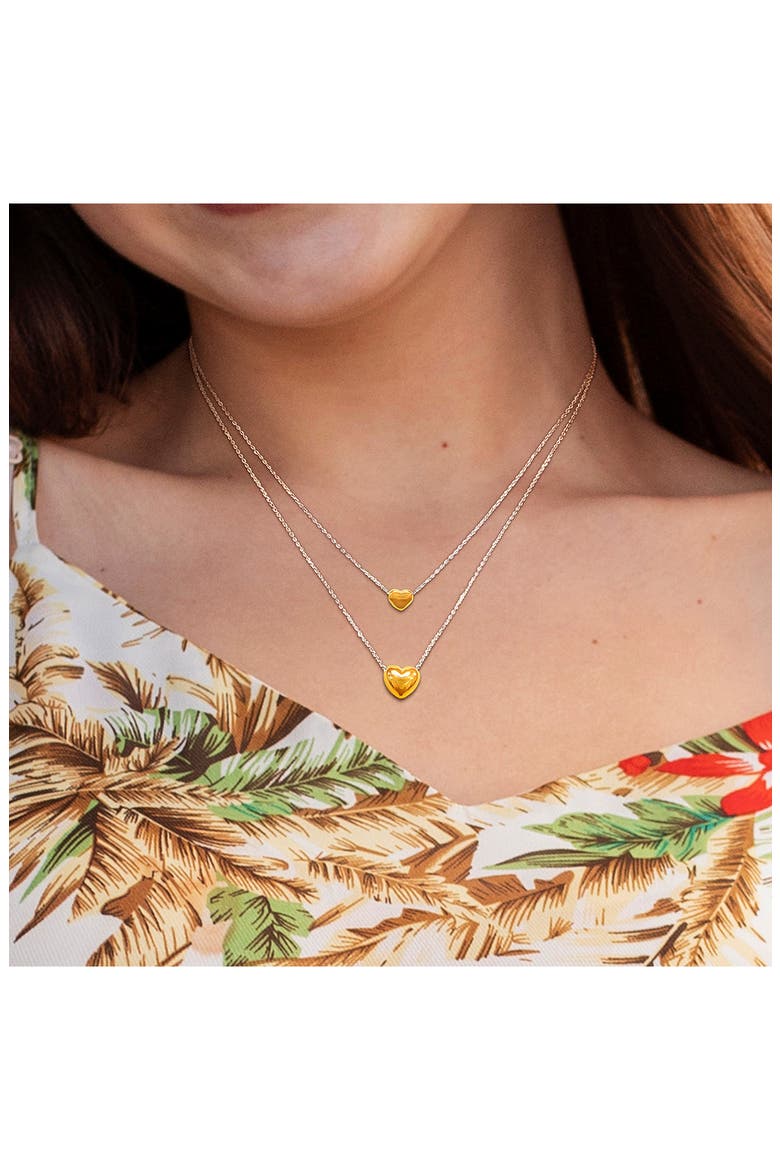 Heart Charm Double Strand Necklace, Alternate, color, GOLD