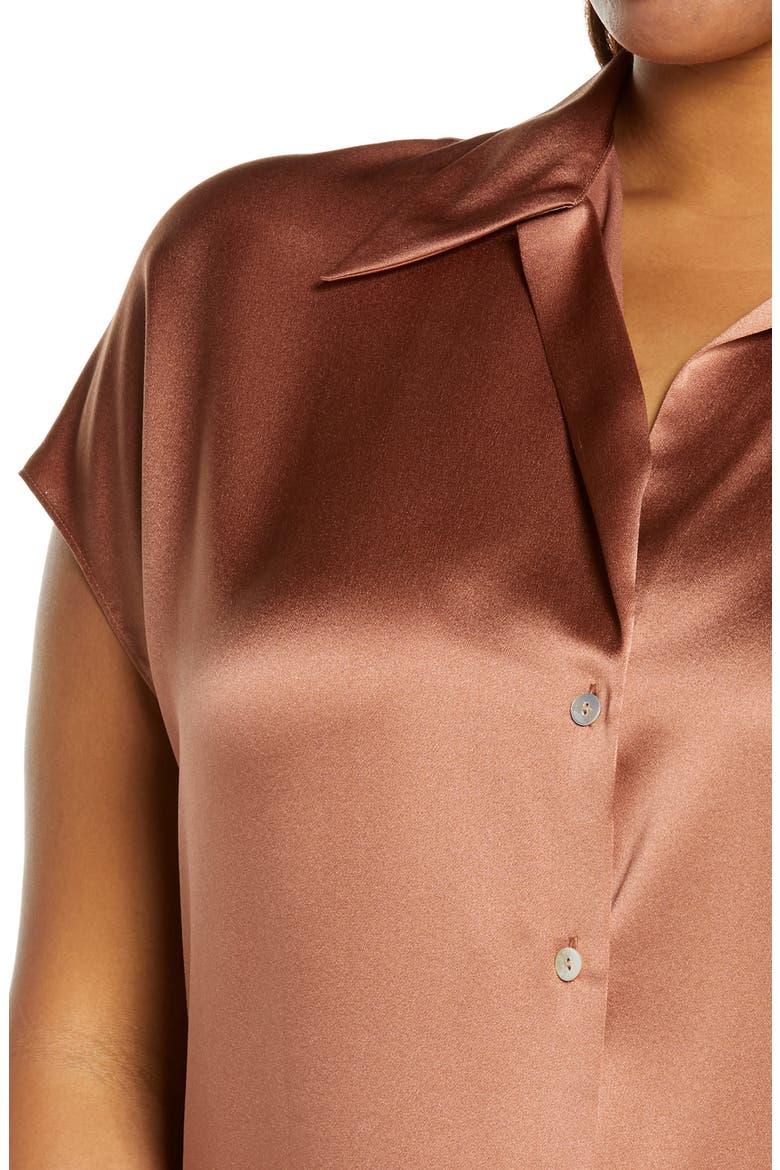 Shaped Collar Silk Blouse, Alternate, color, VINTAGE ROSE