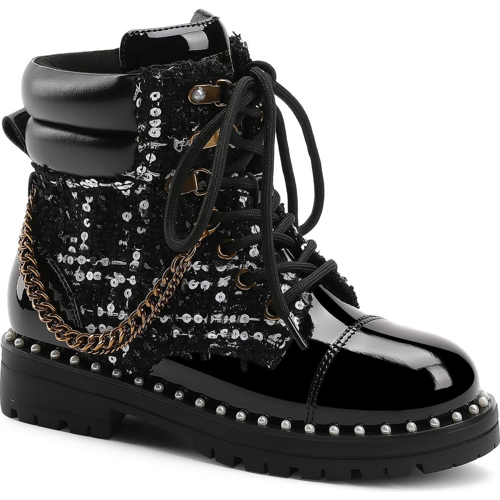 Kurt Geiger London Kids' Chain Combat Boot In Black