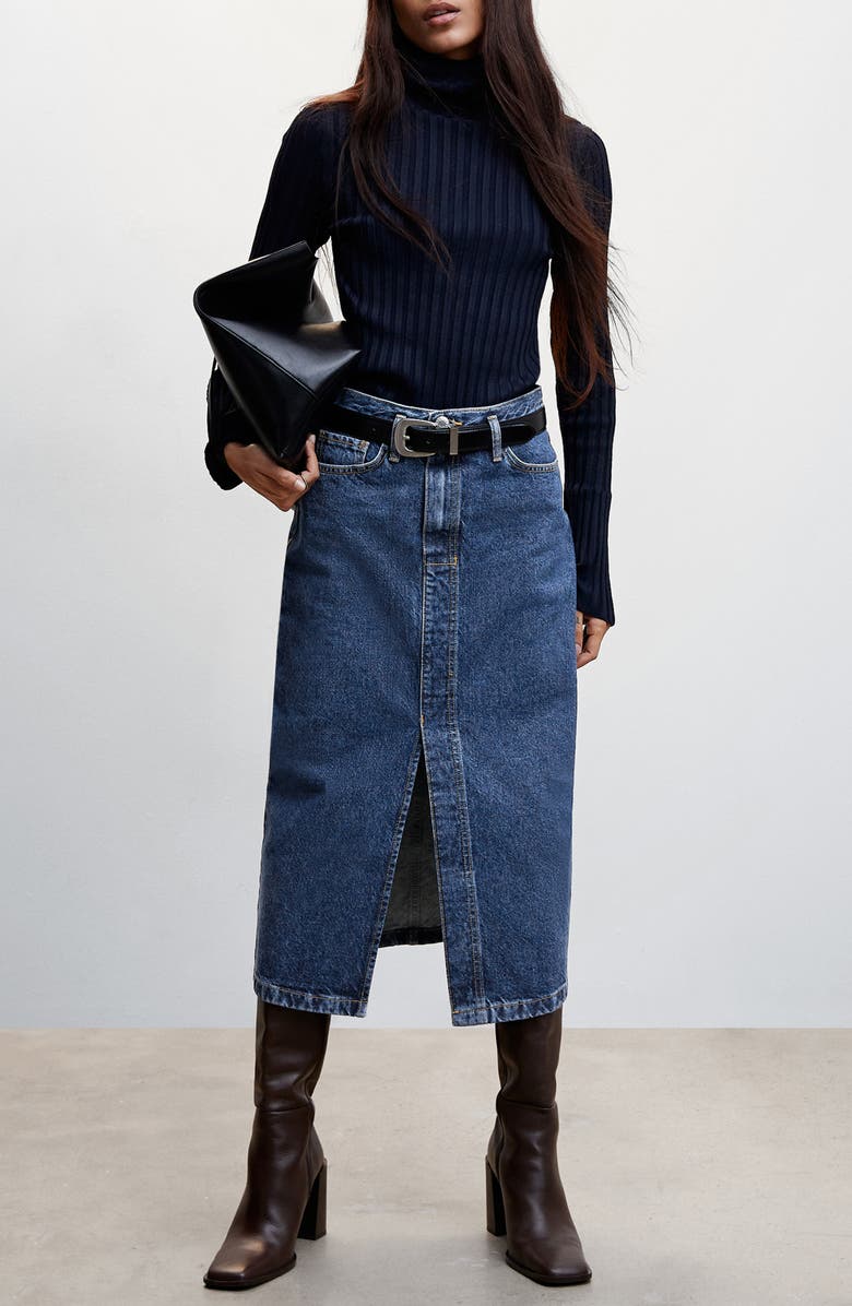 MANGO Denim Skirt, Alternate, color,