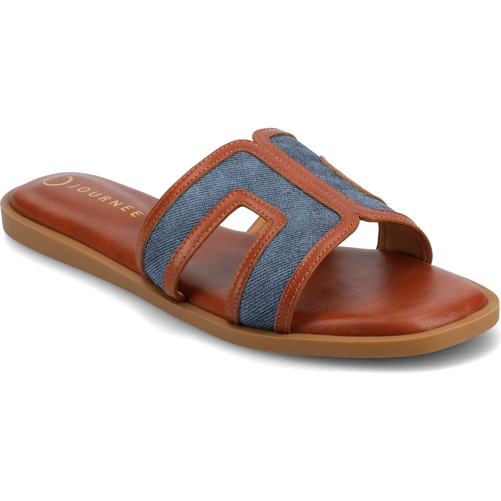 Journee Collection Primah Slide Sandal In Denim