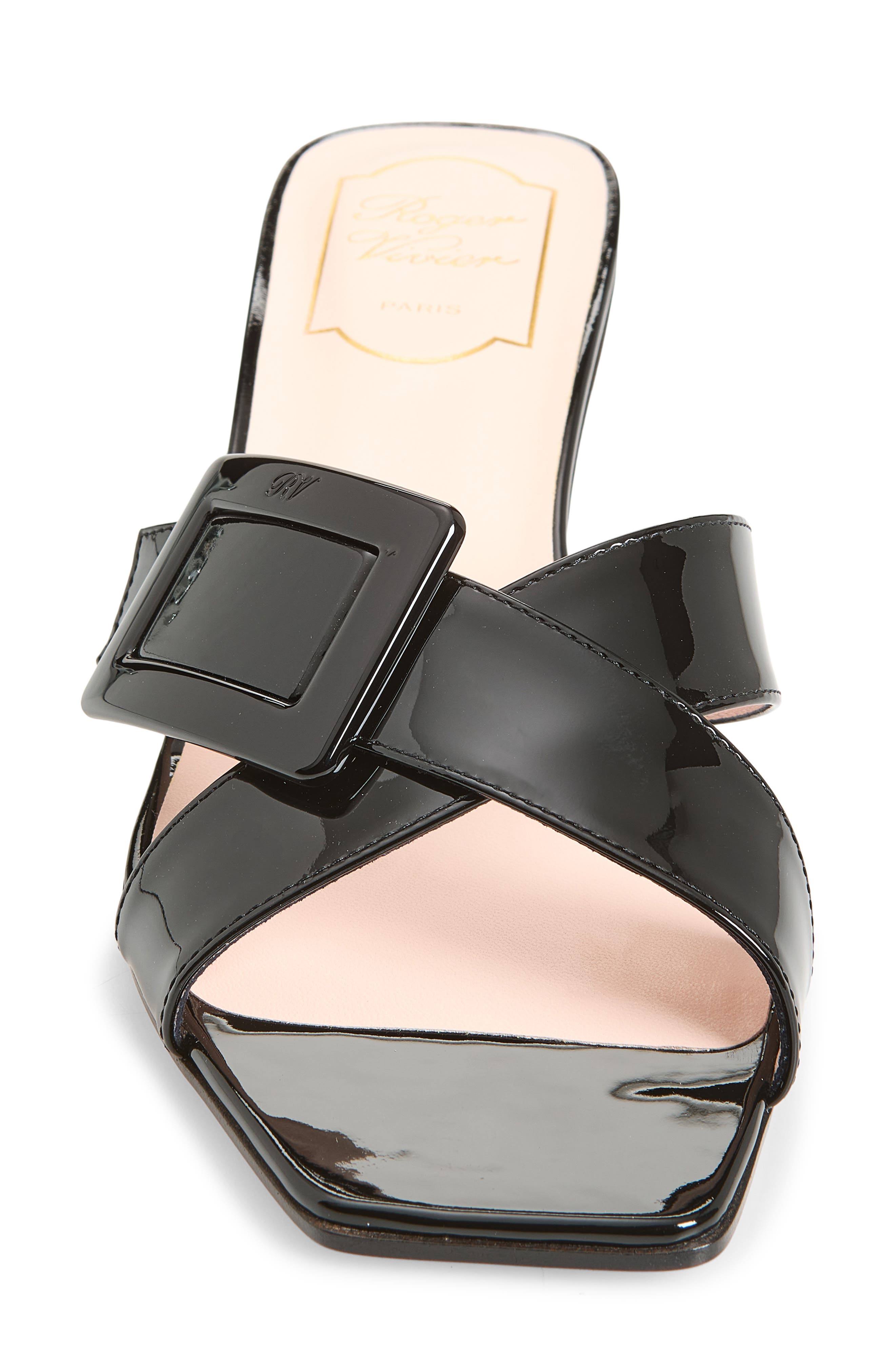Roger Vivier Belle Vivier Crisscross Strap Block Heel Sandal, Alternate, color, Nero