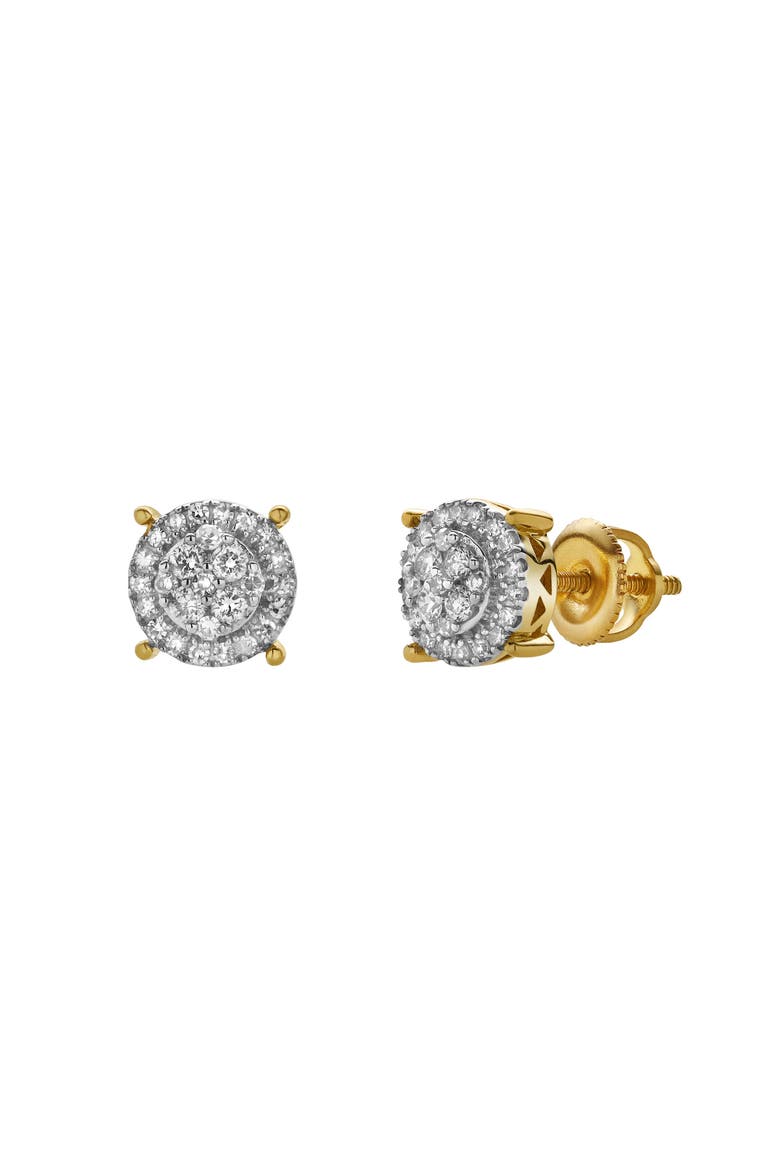 Oralith 10K Yellow Gold Cluster Diamond Unisex Earrings - 0.24 Cts, Alternate, color, 10K Yellow Gold