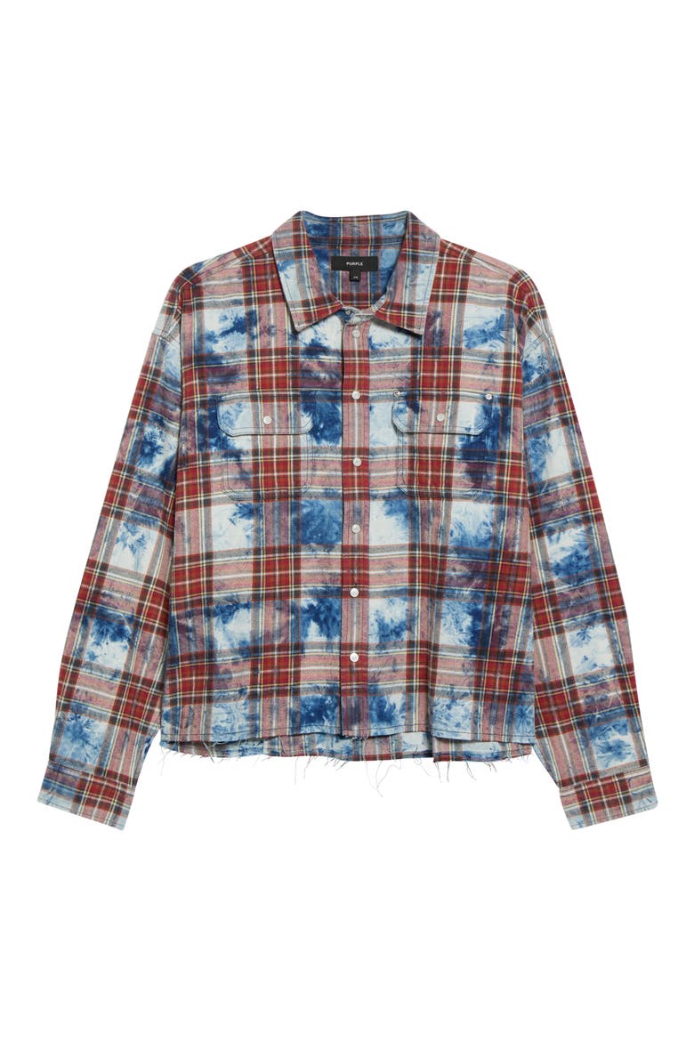 Embellished Flannel Shirt, Main, color, WHITE MULTI