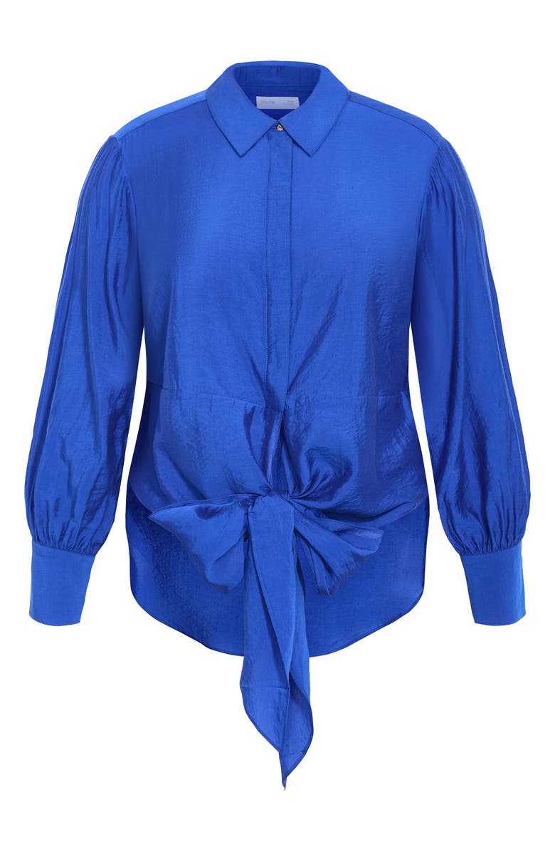 City Chic Elena Tie Waist Button-Up Shirt, Alternate, color, 