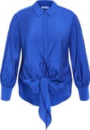 City Chic Elena Tie Waist Button-Up Shirt