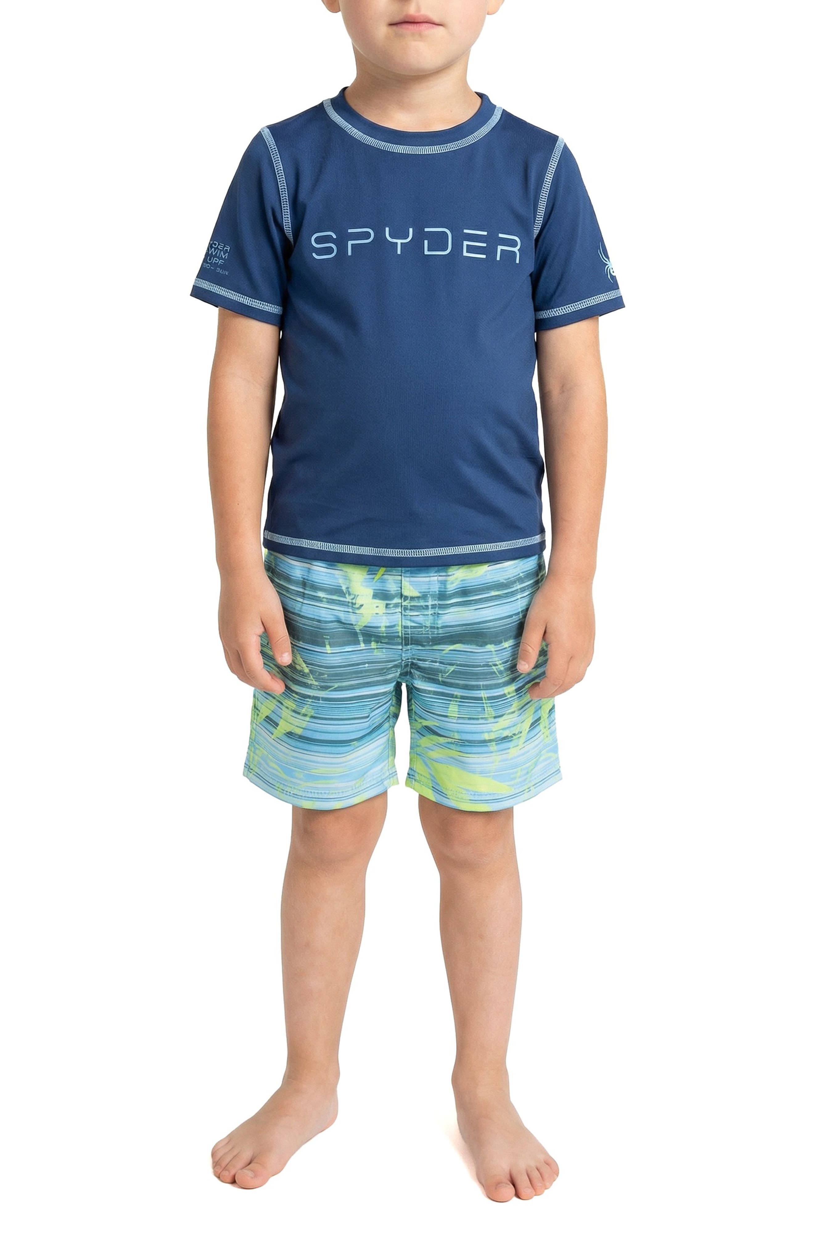 Spyder Kids' Rashguard Top & Swim Trunks Set