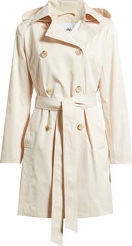 Sam Edelman Hooded Belted Double Breasted Trench Coat