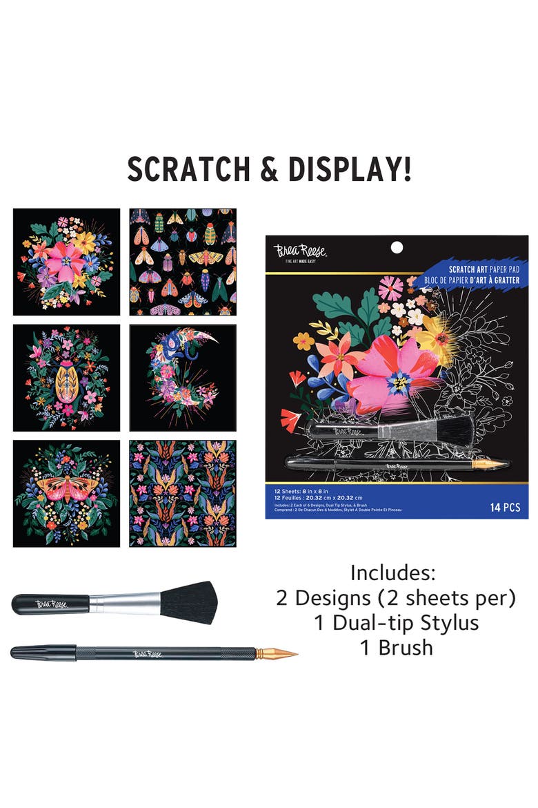 Mystical Scratch Art Paper Pad 12 Designs, Alternate, color, Multicolored