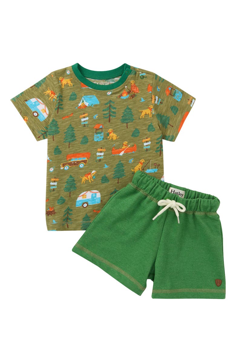 Hatley Kids' Summer Camping Cotton T-Shirt & Pull-On Shorts Set, Main, color,