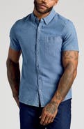 True Classic Short Sleeve Stretch Chambray Shirt