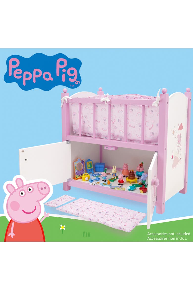 Peppa Pig 2-In-1 Wooden Doll Crib, Alternate, color, Multicolored