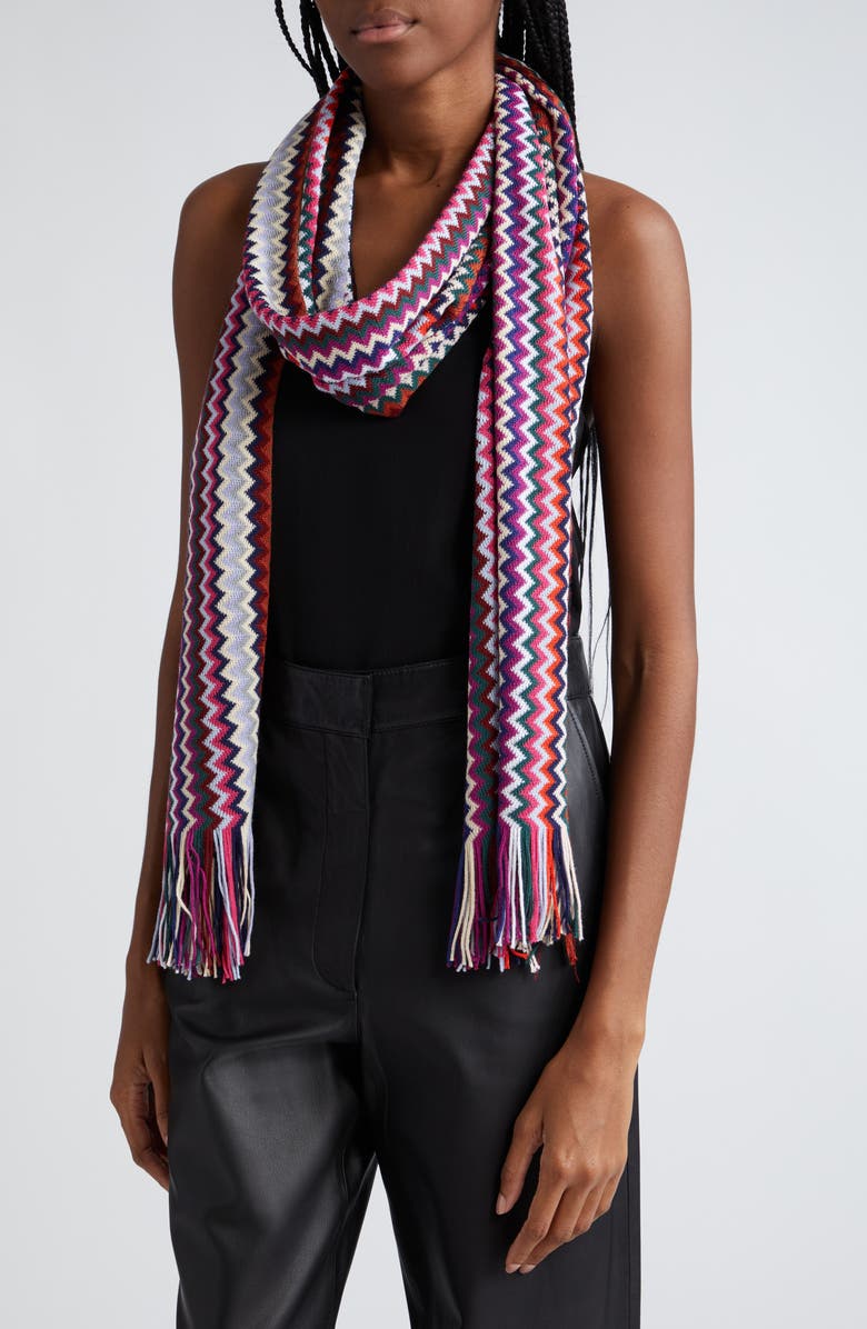 Missoni Chevron Stripe Wool Blend Scarf, Alternate, color,