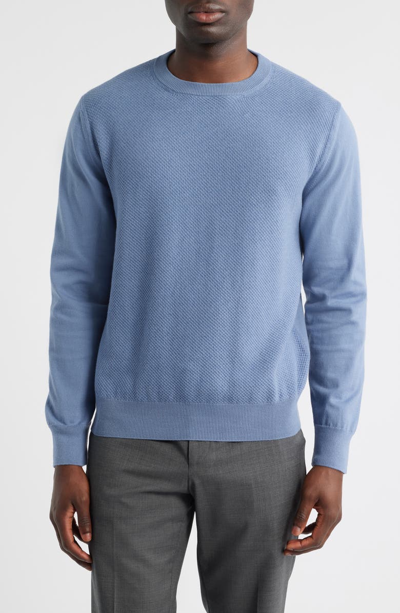 Canali Cotton Crewneck Sweater, Main, color, Blue