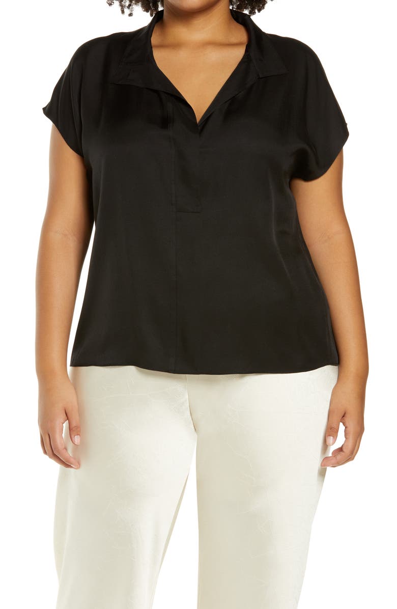Vince Stand Collar Silk Blend Shirt, Main, color, 