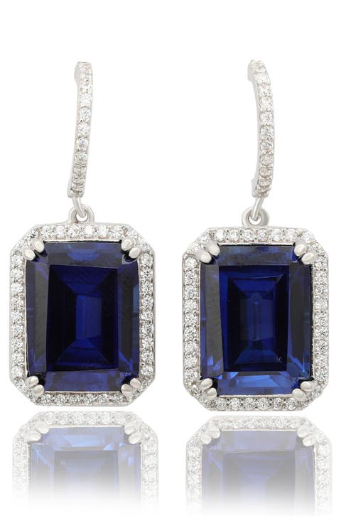 Cubic Zirconia Halo Drop Earrings