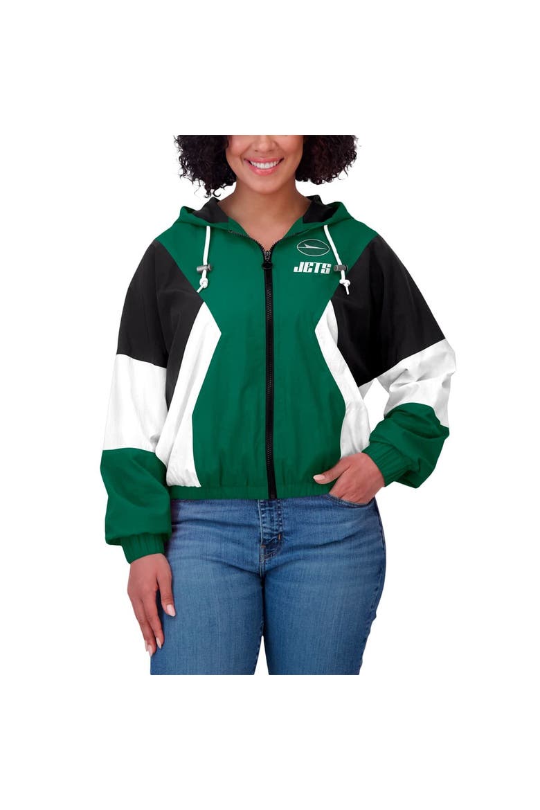 Women's WEAR by Erin Andrews  Green New York Jets Color Block Full-Zip Windbreaker Jacket, Alternate, color, Green