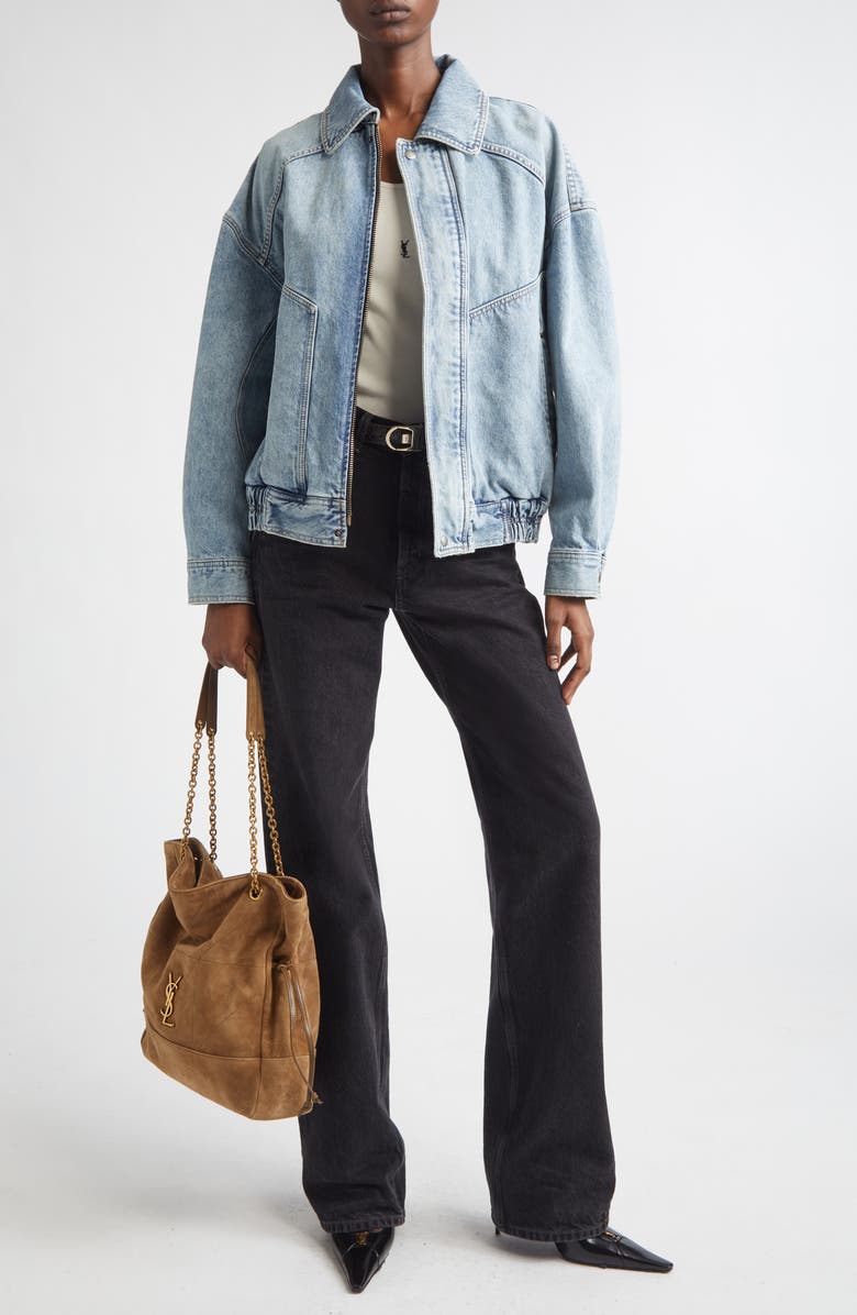 Saint Laurent Oversize Denim Jacket, Alternate, color, South Blue