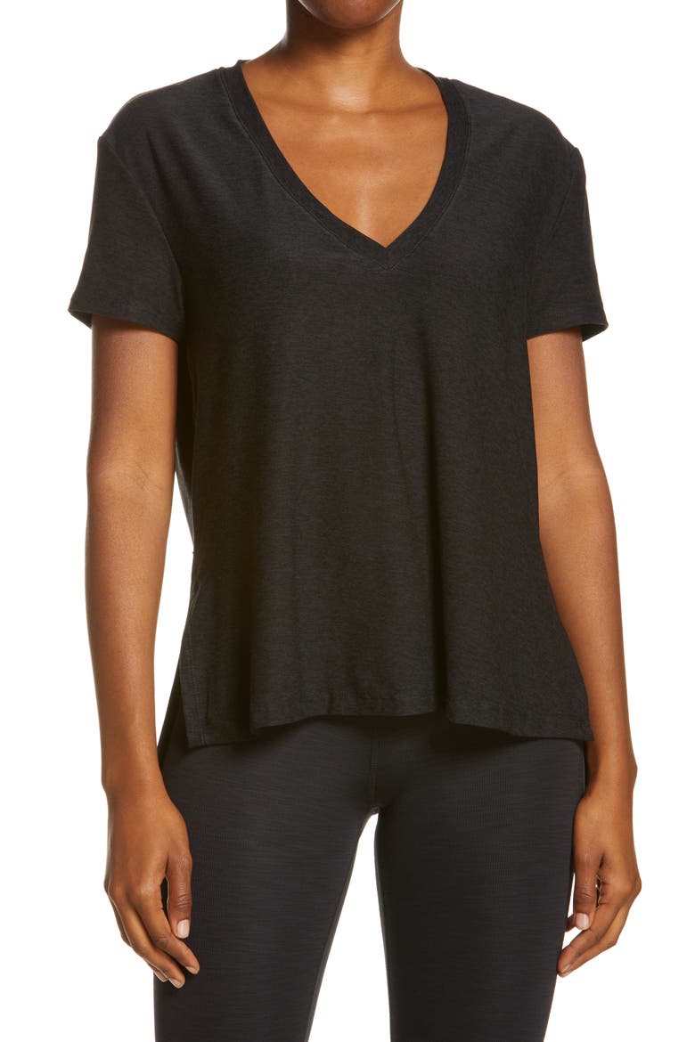 Split Up Long T-Shirt, Main, color, DARKEST NIGHT