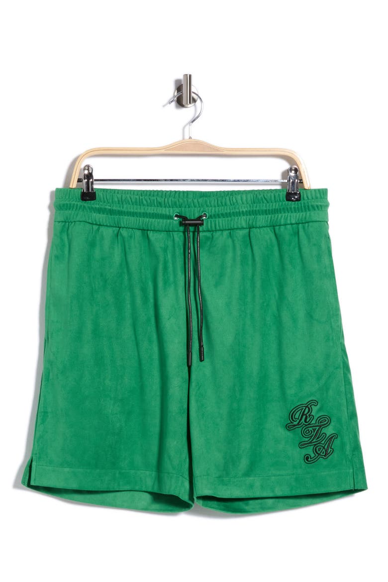 Clyde Drawstring Shorts, Alternate, color, GREEN SCRIPT LOGO